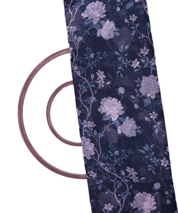 dark blue floral print chiffon fabric